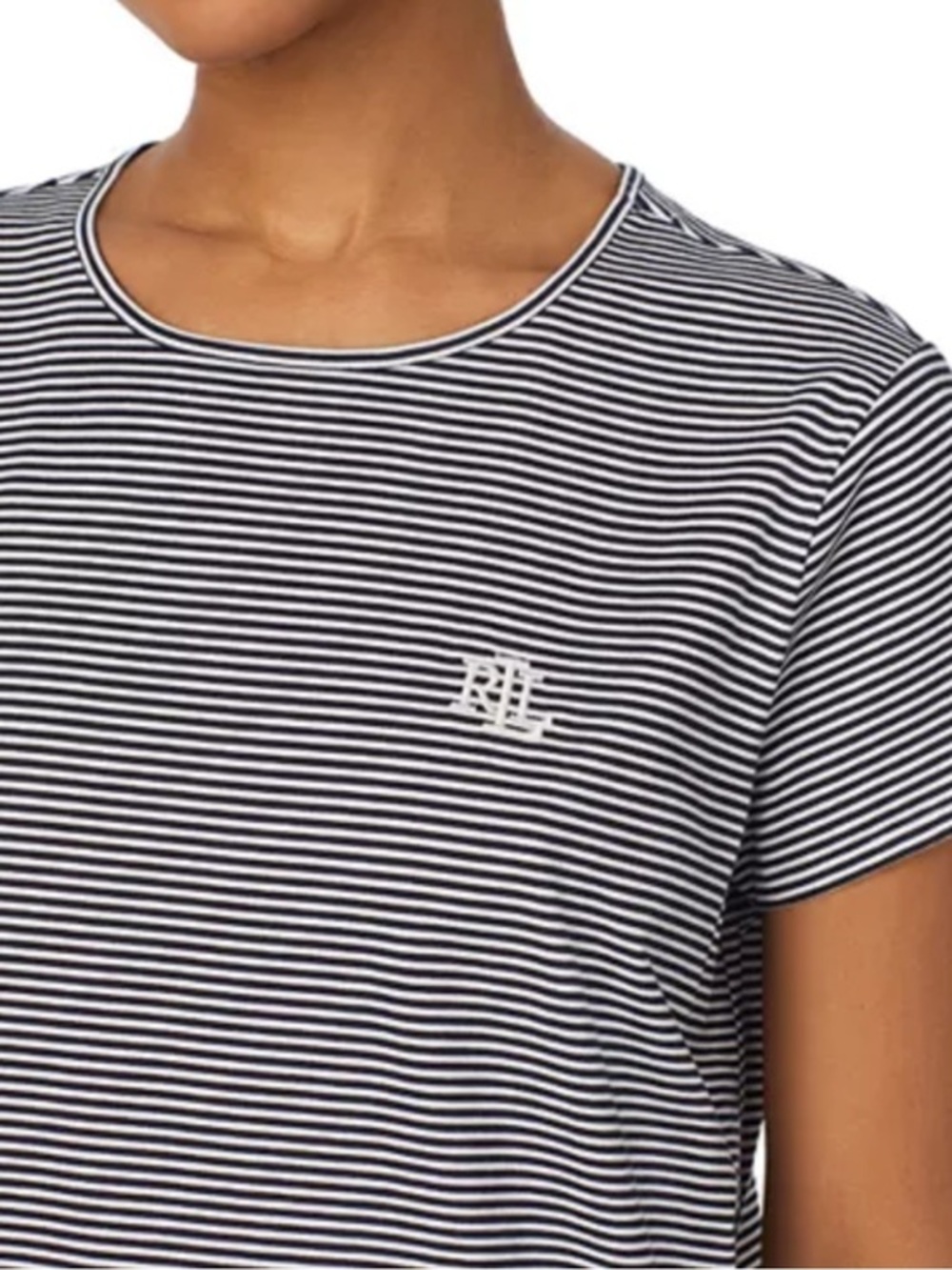 Ralph Lauren Black and White Striped Tee Sleepwear with Monogram size small